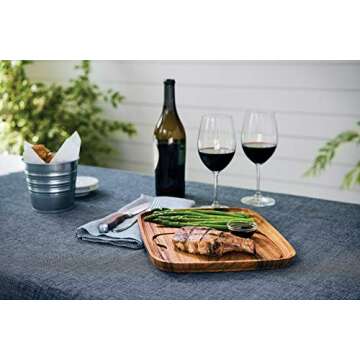 Ironwood Gourmet Fort Worth Steak Plate with Juice Channel, Acacia Wood 13 x 11 x 0.75 -inches, Brown