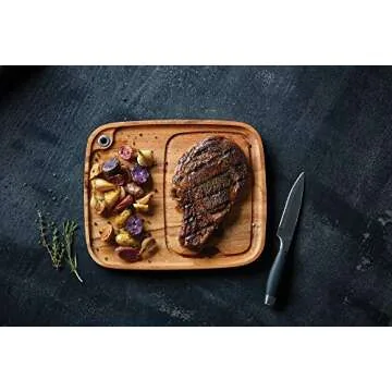 Ironwood Gourmet Fort Worth Steak Plate with Juice Channel, Acacia Wood 13 x 11 x 0.75 -inches, Brown