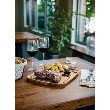 Ironwood Gourmet Fort Worth Steak Plate with Juice Channel, Acacia Wood 13 x 11 x 0.75 -inches, Brown