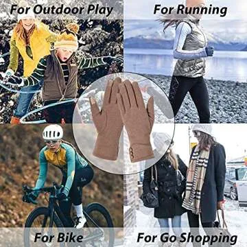 Dimore 3 Pairs Winter Gloves for Women Cold Weather Girls with Touch Screen Fingers Warm Thick Texting (B-3pair(1Black+1Dgrey+1Khaki))