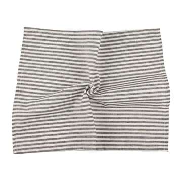 INFEI Plain Striped Cotton Linen Blended Dinner Cloth Napkins - Set of 12 (40 x 30 cm) - for Events & Home Use (Brown)