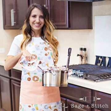 Sage and Stitch Adjustable Neck Cooking Apron for Chefs