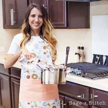 Sage and Stitch Adjustable Neck Cooking Apron for Chefs