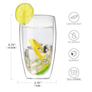 Cicike Double Walled Coffee Mug Set of 2 for Hot Beverages