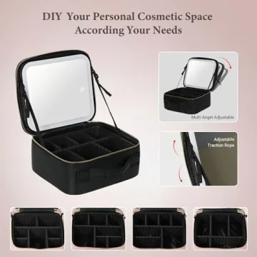 Behaesty Makeup Bag with LED Light, Adjustable Dividers