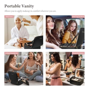 Behaesty Makeup Bag with LED Light, Adjustable Dividers