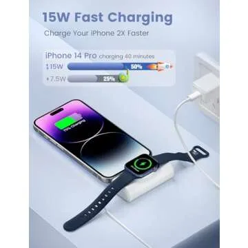 RORRY Portable Charger for iPhone, 5000mAh Small Compact 15W Fast Charging Power Bank Compatible with iPhone 14/13/12/11/XR/X/8 and Apple Watch Series 9/Ultra2/8/Ultra/7/6/5/4/3/SE, White