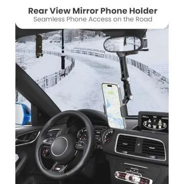 Karmus Rear View Mirror Phone Holder: Durable & Adjustable for All Smart Phones
