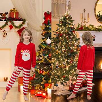 Tphon Girls Christmas Pajamas Toddler Boy Kids Holiday Pajamas Set Santa PJS Winter Sleepwear Childr...