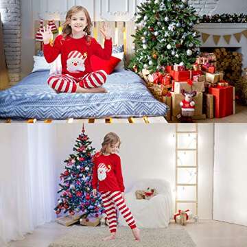 Tphon Girls Christmas Pajamas Toddler Boy Kids Holiday Pajamas Set Santa PJS Winter Sleepwear Children Clothes(Red,3T)