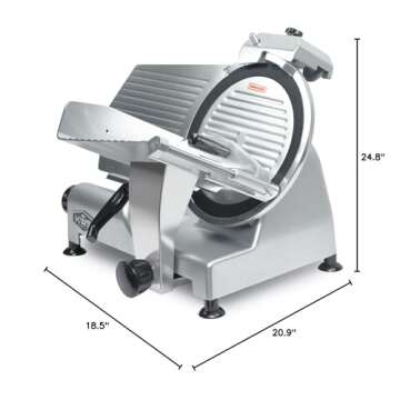 KWS MS-12NT Premium Commercial 420w Electric Meat Slicer 12-Inch Non-sticky Teflon Blade, Frozen Meat/Cheese/Food Slicer Low Noises Commercial and Home Use [ ETL, NSF Certified ]