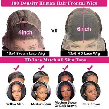 Ysxbui 13x6 Lace Front Wigs Human Hair 180 Density Straight HD Transparent Lace Front Human Hair Wigs for Women 13x6 Lace Front Wigs Human Hair Pre Plucked with Baby Hair Natural Color (26 Inch)