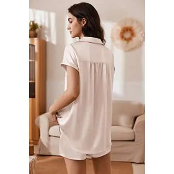 Ekouaer Women's Plus Size Satin PJ Set for Comfort