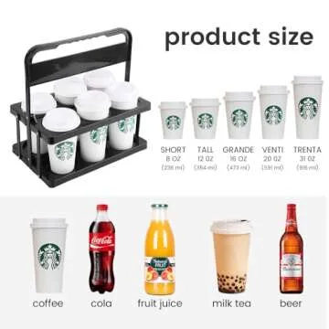 Portable Drink Carrier Suitable for Doordash Accessories Grubhub Postmates Drivers, Reusable Cup Holder Carrier with Handle,Perfect for Plastic Drink Holder take Out Cup Carriers for delivery
