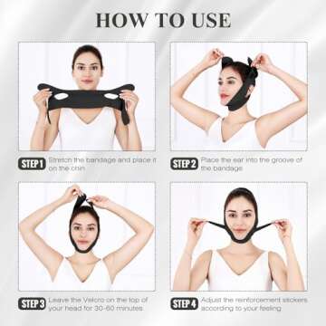 Chin Strap for Sleeping,Adjustable Chin Strap,Jaw Strap,Jawline Shaper,V Line Lifting Mask,Deep Black,M