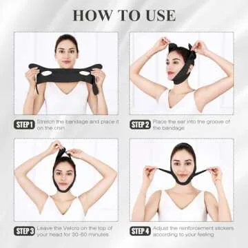 Chin Strap for Sleeping,Adjustable Chin Strap,Jaw Strap,Jawline Shaper,V Line Lifting Mask,Deep Black,M