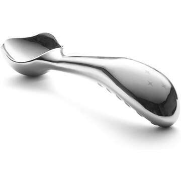 Stainless Steel Ice Cream Scoop by Midnight Scoop - Ergonomic Design for Hard Ice Cream