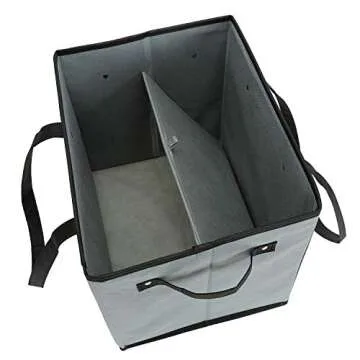 Foraineam 3-Pack Extra Large Reusable Grocery Bags, 14 x 11 x 12 Inch Gray Durable Heavy Duty Grocery Totes Bag Storage Box Bins Collapsible Grocery Shopping Box Bags with Reinforced Bottom