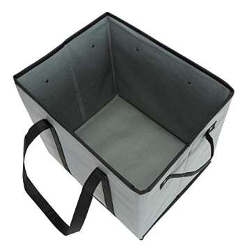 Foraineam 3-Pack Extra Large Reusable Grocery Bags, 14 x 11 x 12 Inch Gray Durable Heavy Duty Grocery Totes Bag Storage Box Bins Collapsible Grocery Shopping Box Bags with Reinforced Bottom