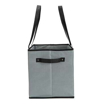 Foraineam 3-Pack Extra Large Reusable Grocery Bags, 14 x 11 x 12 Inch Gray Durable Heavy Duty Grocery Totes Bag Storage Box Bins Collapsible Grocery Shopping Box Bags with Reinforced Bottom