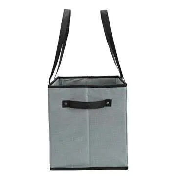 Foraineam 3-Pack Extra Large Reusable Grocery Bags, 14 x 11 x 12 Inch Gray Durable Heavy Duty Grocery Totes Bag Storage Box Bins Collapsible Grocery Shopping Box Bags with Reinforced Bottom