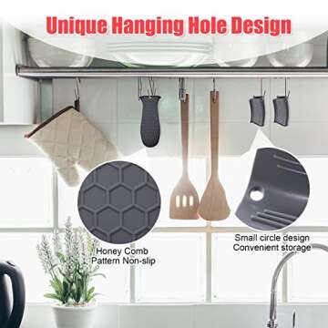4 Pieces Silicone Hot Handle Holder, Pot Holders Cover, Silicone Assist Handle Holder, Non-Slip Pot Holder Sleeve, Heat Resistant Potholder Cookware Handle for Cast Iron Skillet Metal Pan (Grey)