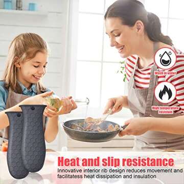 4 Pieces Silicone Hot Handle Holder, Pot Holders Cover, Silicone Assist Handle Holder, Non-Slip Pot Holder Sleeve, Heat Resistant Potholder Cookware Handle for Cast Iron Skillet Metal Pan (Grey)