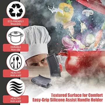 4 Pieces Silicone Hot Handle Holder, Pot Holders Cover, Silicone Assist Handle Holder, Non-Slip Pot Holder Sleeve, Heat Resistant Potholder Cookware Handle for Cast Iron Skillet Metal Pan (Grey)