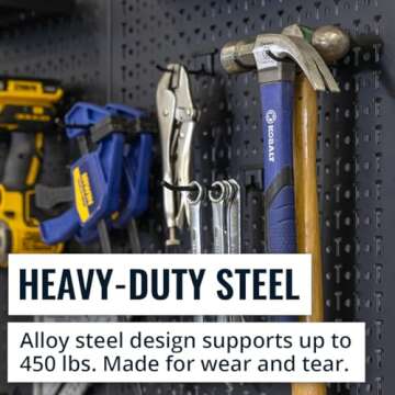 Metal Pegboard Power Tool Organizer, Garage Wall Storage, 3 Panel Pegboard Wall Mount Organizer, Includes 20 Storage Attachments, Solid Steel Holds 450 lbs, 51 in. x 32 in.