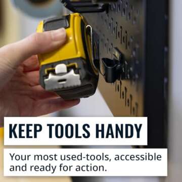 Metal Pegboard Power Tool Organizer, Garage Wall Storage, 3 Panel Pegboard Wall Mount Organizer, Includes 20 Storage Attachments, Solid Steel Holds 450 lbs, 51 in. x 32 in.