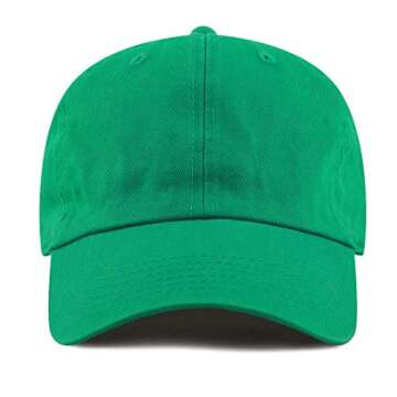 The Hat Depot Baseball Dad Hat Women Men Blank Washed Low Profile Cotton and Denim UPF 50+ Running Golf Cap Hat(Kelly Green)