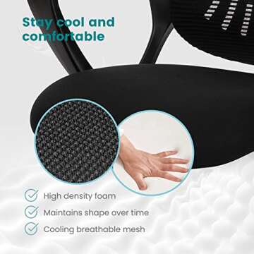 NEWBULIG Office Chair, Ergonomic Office Chair Computer Chair Mesh Home Office Desk Chairs with Armrests, Rolling Swivel Chair with Lumbar Support Height Adjustable