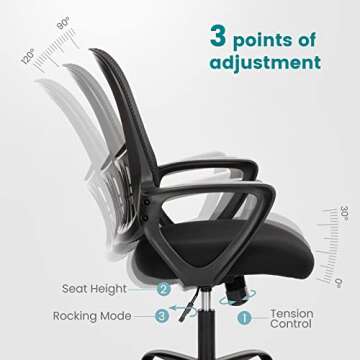 NEWBULIG Office Chair, Ergonomic Office Chair Computer Chair Mesh Home Office Desk Chairs with Armrests, Rolling Swivel Chair with Lumbar Support Height Adjustable