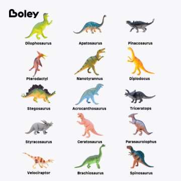 BOLEY Monster (15-Pack) Large 7" Toy Dinosaurs Set - Enormous Variety of Authentic Type Plastic Dinosaurs - Great as Dinosaur Party Supplies, Birthday Party Favors, and More
