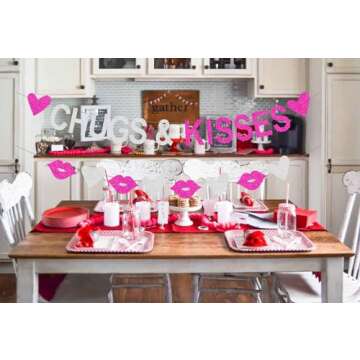 Chugs and Kisses Banner - Happy Galentine’s Day Party Decorations