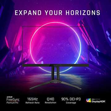 ViewSonic XG270QC 27 Inch Curved 1440p 1ms 165Hz Gaming Monitor with FreeSync Premium Pro, VESA Disp...