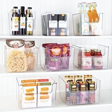 mDesign Clear Plastic Storage Bins 4 Pack Kitchen Pantry Organizer