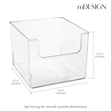 mDesign Clear Plastic Storage Bins 4 Pack Kitchen Pantry Organizer