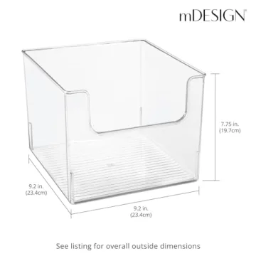 mDesign Clear Plastic Storage Bins 4 Pack Kitchen Pantry Organizer