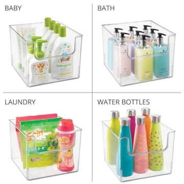 mDesign Clear Plastic Storage Bins 4 Pack Kitchen Pantry Organizer