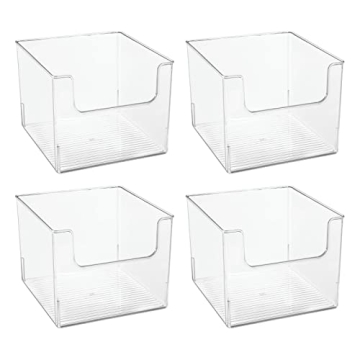 mDesign Clear Plastic Storage Bins 4 Pack Kitchen Pantry Organizer
