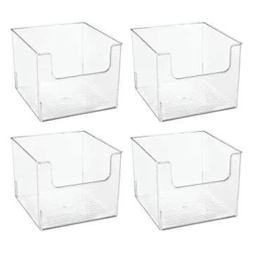mDesign Clear Plastic Storage Bins 4 Pack Kitchen Pantry Organizer