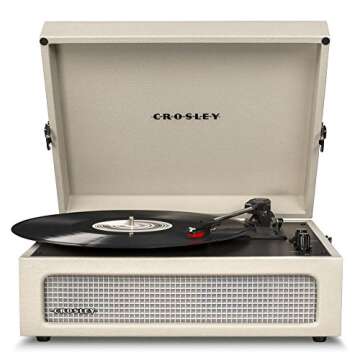 Crosley CR8017A-DU Voyager Vintage Portable Vinyl Record Player Turntable with Bluetooth Receiver and Built-in Speakers, Dune