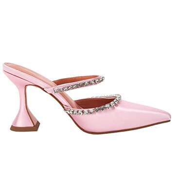 Elegant VETASTE Satin Heeled Mules for Women in Pink