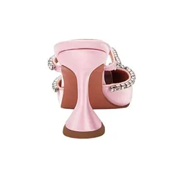 Elegant VETASTE Satin Heeled Mules for Women in Pink
