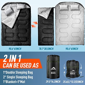 MEREZA Double Sleeping Bag XL Queen Size for Camping