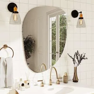 DWELLER Irregular Mirror for Wall Decor 36.2"x27.1", Asymmetrical Mirror, Modern Frameless Wall Mirror for Bathroom Bedroom Entryway Living Room Vanity