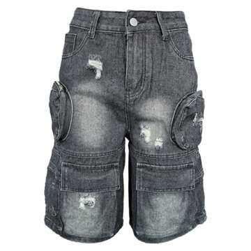 Womens High Waisted Jean Shorts Stretchy Y2K Button Bermuda Cargo Denim Shorts