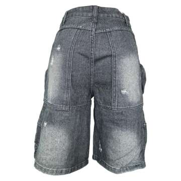 Womens High Waisted Jean Shorts Stretchy Y2K Button Bermuda Cargo Denim Shorts