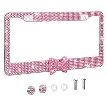 OTOSTAR Bling License Plate Frame with Ribbon Bow